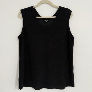 MISOOK Black Metallic Stretch Knit‎ Tank Top Shirt Womens Size M Shimmer Slinky